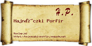 Hajnáczki Porfir névjegykártya